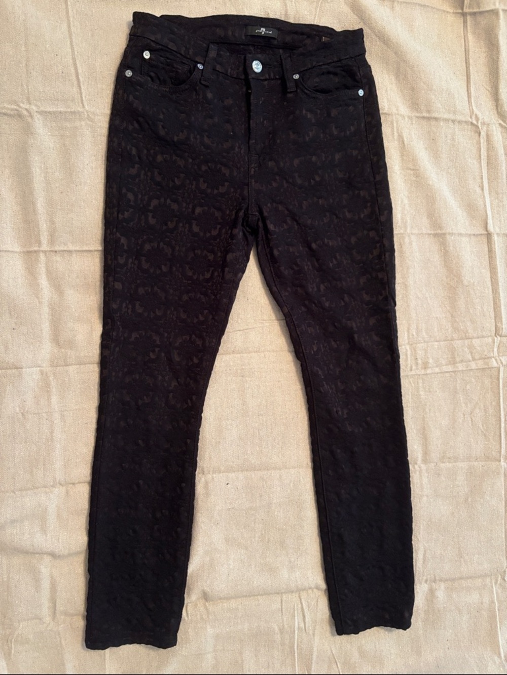 Seven for all mankind Black Skinny Jeans with Textured Jacquard Detail 27